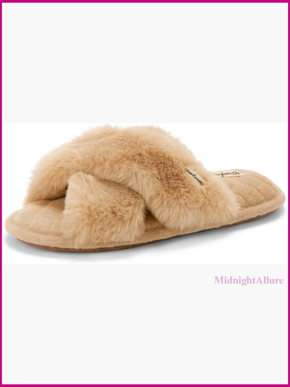 Memory Foam Slide Slippers With Bow Detail, Plush Faux Fur, Indoor Outdoor